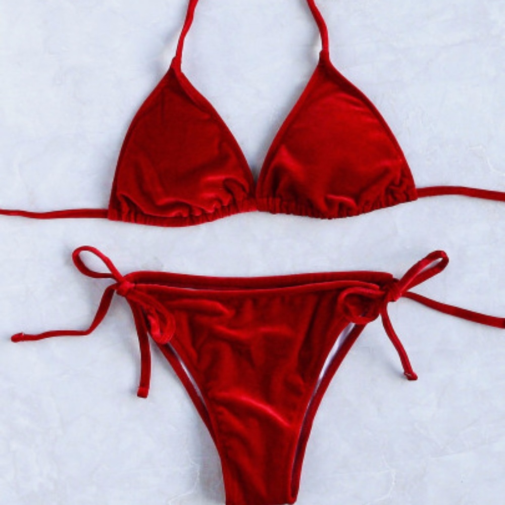 Red Velvet Bikini Set
